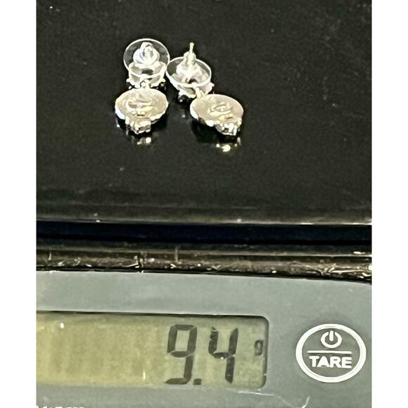VTG Danecraft Gold and Silver Tone ROMAN COIN Clear Crystal Dangle Drop Earrings - Picture 12 of 12